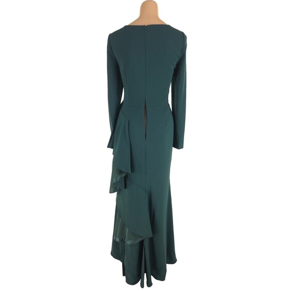 Badgley Mischka Ruffled Stretch-Cady Gown Size 6 Green $880 - Picture 9 of 16